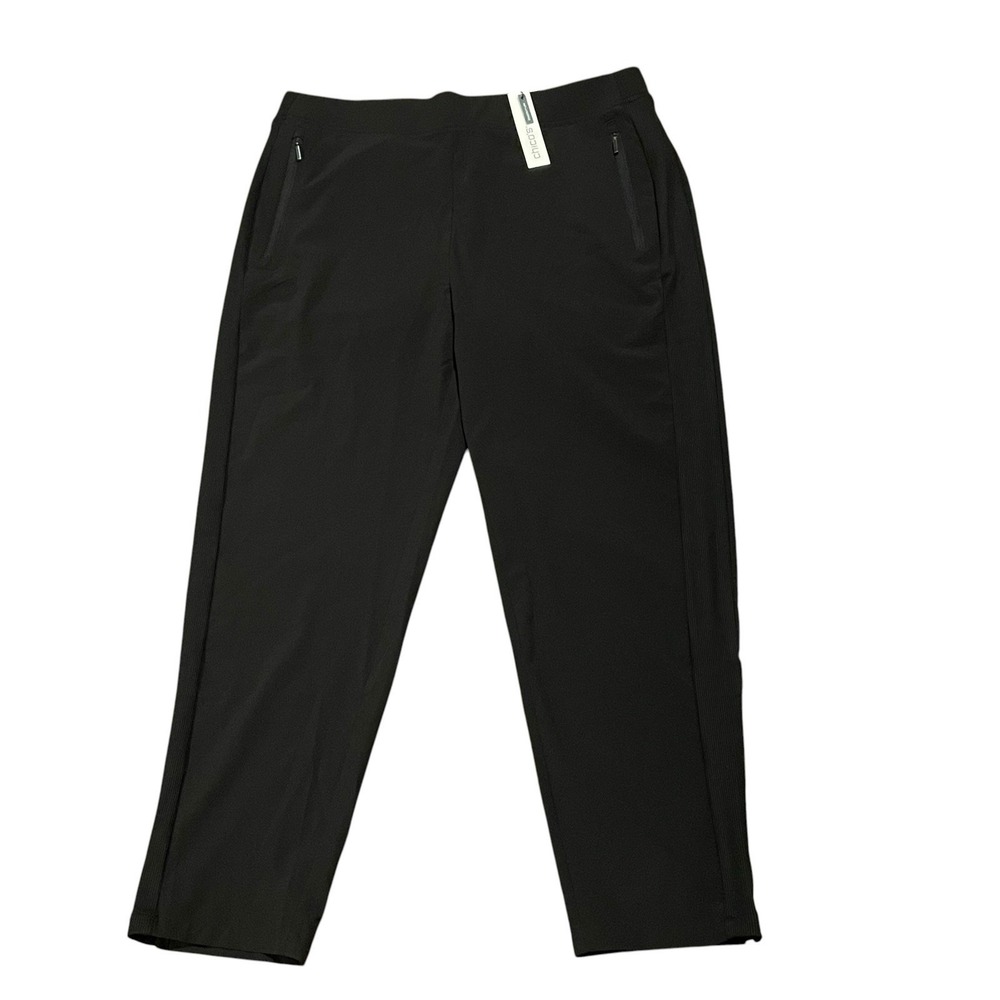 NEW Chico's Zenergy Pants Size 1.5 Size 10 UPF Rib Mix Ankle Pants Black Travel